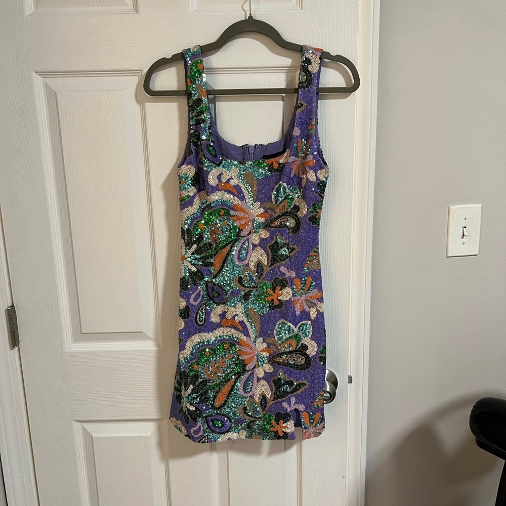 Purple Sequin Floral Mardi Gras Dress